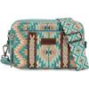 imageWrangler Crossbody Bag for Women Boho Aztec Small Multi Pocket Crossover PurseAngel Retro Turquoise