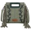 imageWrangler Crossbody Bags for Women Western Fringe Top Handle Handbags Embroidered Boot Scroll Crossbody BagEgreen
