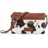 imageWrangler Western Cowhide Crossbody Bags for Women Clutch Wristlet PurseCowprint Brown