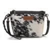 imageWrangler Western Horsehair Wristlet Clutch Purse Vintage HairOn Cowhide Crossbody Bag for WomenBlack