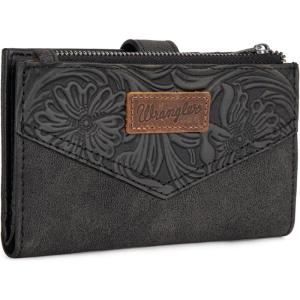 image Wrangler Small Wallet for Women Designer Bifold Wallet Embossed WomenS Wallets Card Cases ampamp Money Organizers BlackEmbossedBlack
