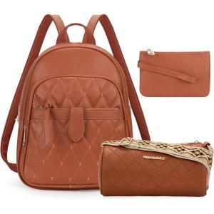 imageMedium Backpack Purse for Women Anti Theft Backpack with Secured Zipper ampamp Tassel3pcs Brown
