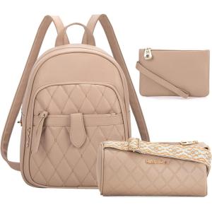 imageMedium Backpack Purse for Women Anti Theft Backpack with Secured Zipper ampamp Tassel3pcs Khaki