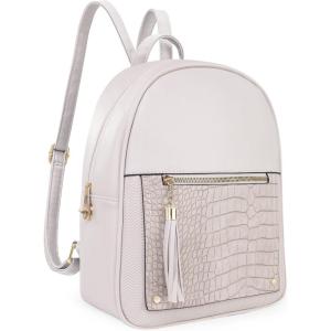 imageMedium Backpack Purse for Women Anti Theft Backpack with Secured Zipper ampamp TasselCrocodile Beige