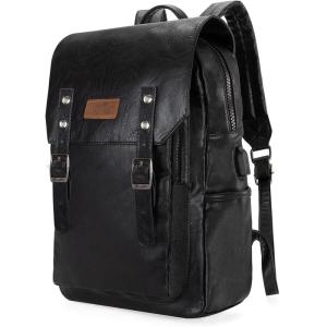 imageMontana West  Wrangler Brown Leather Laptop Backpack Purse Women and Men Unisex Fashion BackpackBlack