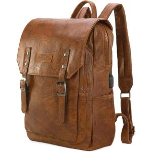 imageMontana West  Wrangler Brown Leather Laptop Backpack Purse Women and Men Unisex Fashion BackpackBrown