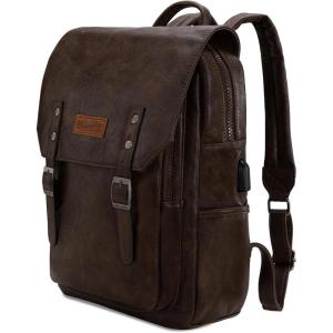 imageMontana West  Wrangler Brown Leather Laptop Backpack Purse Women and Men Unisex Fashion BackpackCoffee1