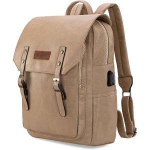 imageMontana West  Wrangler Brown Leather Laptop Backpack Purse Women and Men Unisex Fashion BackpackTan