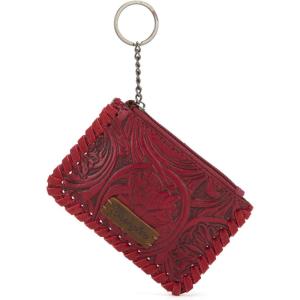 imageMontana West  Wrangler Coin Purse for Men Women Embossed Leather Coin Pouch Small Wallet BlackTooling Pouch Bright Maroon
