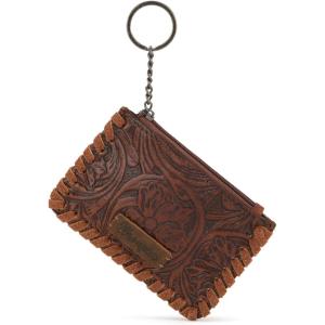 imageMontana West  Wrangler Coin Purse for Men Women Embossed Leather Coin Pouch Small Wallet BlackTooling Pouch Brown