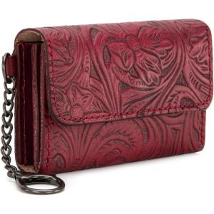 imageMontana West  Wrangler Coin Purse for Men Women Embossed Leather Coin Pouch Small Wallet BlackUnique Mini Wallet Bright Maroon