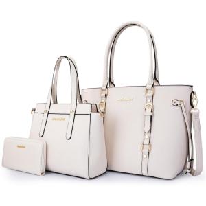 imageMontana West 3PCS Purses for Women Tote Bag and Wallet Set Shoulder Satchel Handbags3pcs Beige