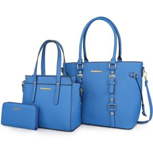 imageMontana West 3PCS Purses for Women Tote Bag and Wallet Set Shoulder Satchel Handbags3pcs Blue