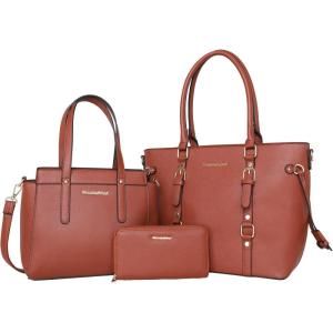 imageMontana West 3PCS Purses for Women Tote Bag and Wallet Set Shoulder Satchel Handbags3pcs Brown