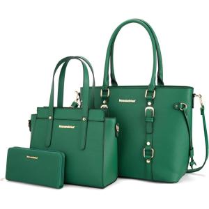 imageMontana West 3PCS Purses for Women Tote Bag and Wallet Set Shoulder Satchel Handbags3pcs Green