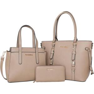 imageMontana West 3PCS Purses for Women Tote Bag and Wallet Set Shoulder Satchel Handbags3pcs Khaki