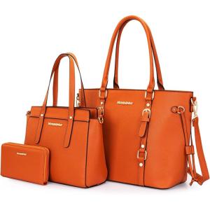 imageMontana West 3PCS Purses for Women Tote Bag and Wallet Set Shoulder Satchel Handbags3pcs Orange