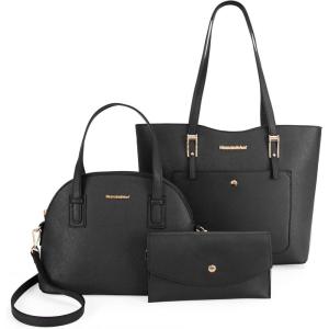 imageMontana West 3PCS Purses for Women Tote Bag and Wallet Set Shoulder Satchel HandbagsZ Handbag Black