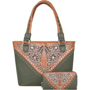 imageMontana West American Bling Handbag with Wallet Buckle Collection ClutchCrossbody Embossed Leather Handbag for Women Portable Crossbody Purse Green ABG7405GNW