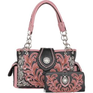 imageMontana West American Bling Handbag with Wallet Cut Out Collection handbag Leather Crossbody Bag for Women Purse Handbag Black ABG7407BKW