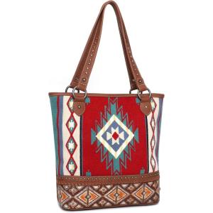imageMontana West Aztec Tapestry Tote Bag Vegan Leather Tooling Western Shoulder Handbag Purses for Women MBBMW1096G8113BR