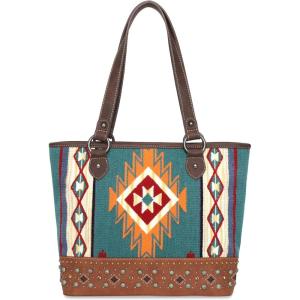 imageMontana West Aztec Tapestry Tote Bag Western Vegan Leather Purses and Handbag Large Shoulder Handbag for Women MW1097G8317BR