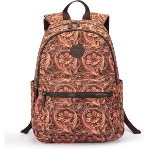 imageMontana West Backpack for Women Western Travel Backpack Purse Casual Daypack for LaptopFloral Brown