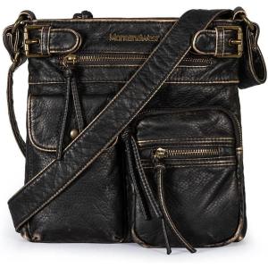 imageMontana West Crossbody Bag for Women Multi Pocket Shoulder Medium Travel Purses Ultra Soft Washed LeatherClassicbronze