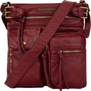 imageMontana West Crossbody Bag for Women Multi Pocket Shoulder Medium Travel Purses Ultra Soft Washed LeatherClassicred