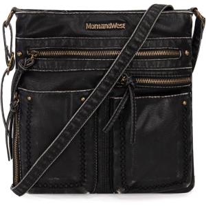 imageMontana West Crossbody Bag for Women Multi Pocket Shoulder Medium Travel Purses Ultra Soft Washed LeatherVintageblack