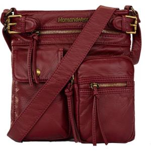 imageMontana West Crossbody Bag for Women Soft Washed Leather Multi Pocket crossbody handbagsBurgundy Red