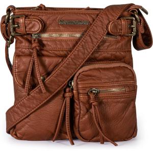 imageMontana West Crossbody Bag for Women Soft Washed Leather Multi Pocket crossbody handbagsCamel