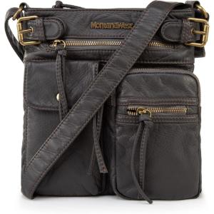 imageMontana West Crossbody Bag for Women Soft Washed Leather Multi Pocket crossbody handbagsGrey