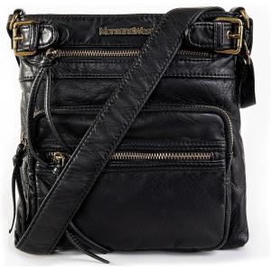 imageMontana West Crossbody Bag for Women Soft Washed Leather Multi Pocket crossbody handbagsYblack
