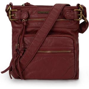 imageMontana West Crossbody Bag for Women Soft Washed Leather Multi Pocket crossbody handbagsYburgundy Red