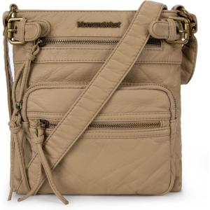 imageMontana West Crossbody Bag for Women Soft Washed Leather Multi Pocket crossbody handbagsYlight French Beige