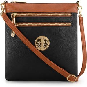 imageMontana West Crossbody Bags for Women Multi Pocket Cross Body Bag Purses with Adjustable StrapSplicing Contrast Black