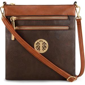 imageMontana West Crossbody Bags for Women Multi Pocket Cross Body Bag Purses with Adjustable StrapSplicing Contrast Coffee