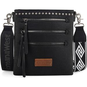 imageMontana West Crossbody Bags for Women Multi Pocket Cross Body Bag Purses with Guitar StrapVintage Black
