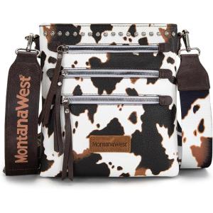 imageMontana West Crossbody Bags for Women Multi Pocket Cross Body Bag Purses with Guitar StrapVintage Cow