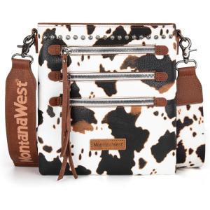 imageMontana West Crossbody Bags for Women Multi Pocket Cross Body Bag Purses with Guitar StrapVintage Cow Brown