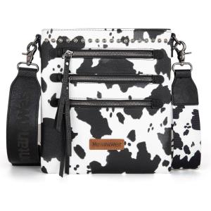 imageMontana West Crossbody Bags for Women Multi Pocket Cross Body Bag Purses with Guitar StrapVintage Cow Dark Black