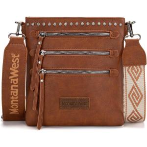 imageMontana West Crossbody Bags for Women Multi Pocket Cross Body Bag Purses with Guitar StrapVintage Dark Brown