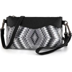 imageMontana West Crossbody Bags for Women Western Clutch Purses Cross Body Bag with Removable StrapAztec Black