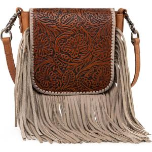 imageMontana West Fringe Purse Western Purses for Women Crossbody BagA8floral Tooledbrown and Tan