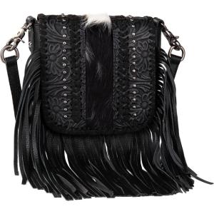 imageMontana West Fringe Purse Western Purses for Women Crossbody BagE2floral Tooled With Hairon Cowhideblack