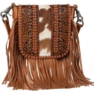 imageMontana West Fringe Purse Western Purses for Women Crossbody BagE3floral Tooled With Hairon Cowhidebrown