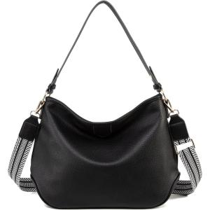 imageMontana West Medium Hobo Bags for Women Purses and Handbags Classic Top Handle Shoulder Satchel Bags with Detachable Strap2 Straps Black