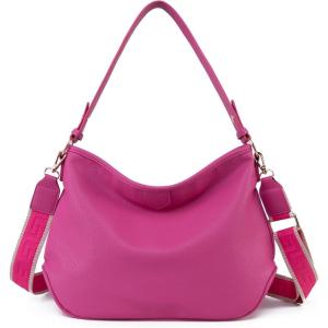imageMontana West Medium Hobo Bags for Women Purses and Handbags Classic Top Handle Shoulder Satchel Bags with Detachable Strap2 Straps Hot Pink