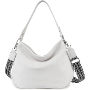 imageMontana West Medium Hobo Bags for Women Purses and Handbags Classic Top Handle Shoulder Satchel Bags with Detachable Strap2 Straps White